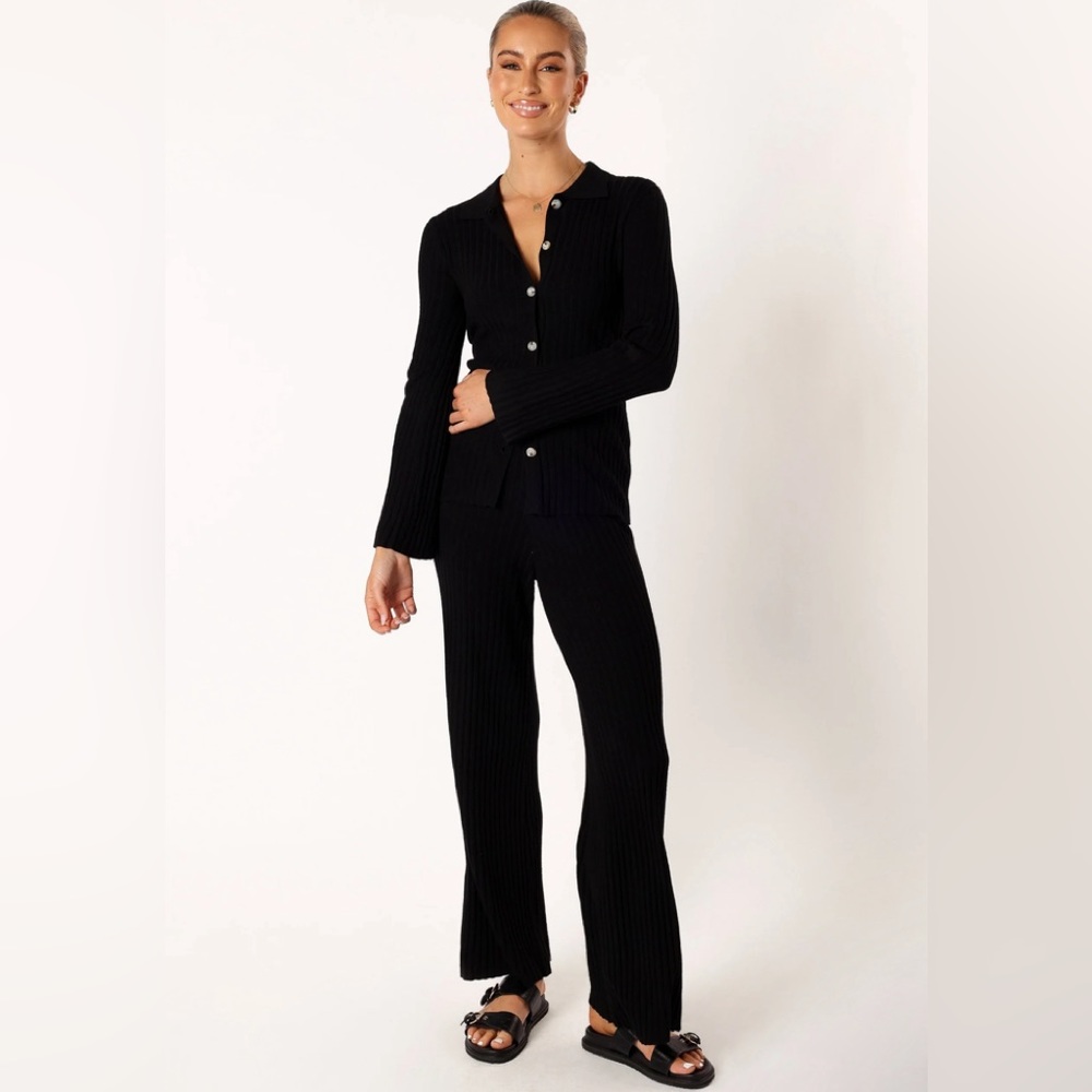 Aylia Ribbed Knit Set - Black NWT